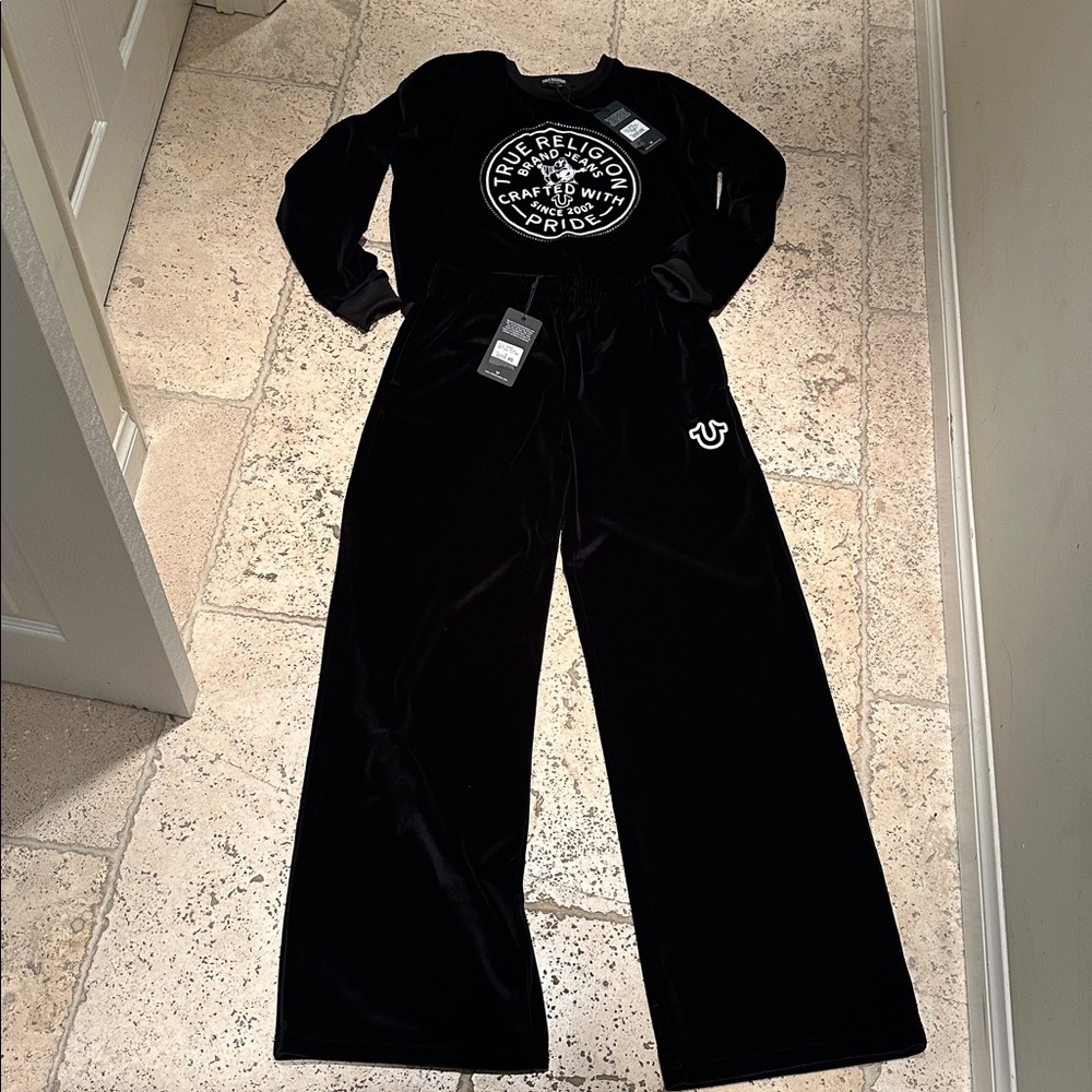 True Religion Black Velour Set